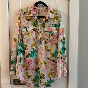 Merona floral blouse size large button down